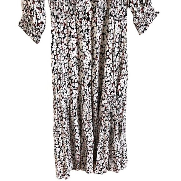 Zara Women's Multi Florals 3/4 Sleeve Long V-Neck Midi Dress - Picture 4 of 8